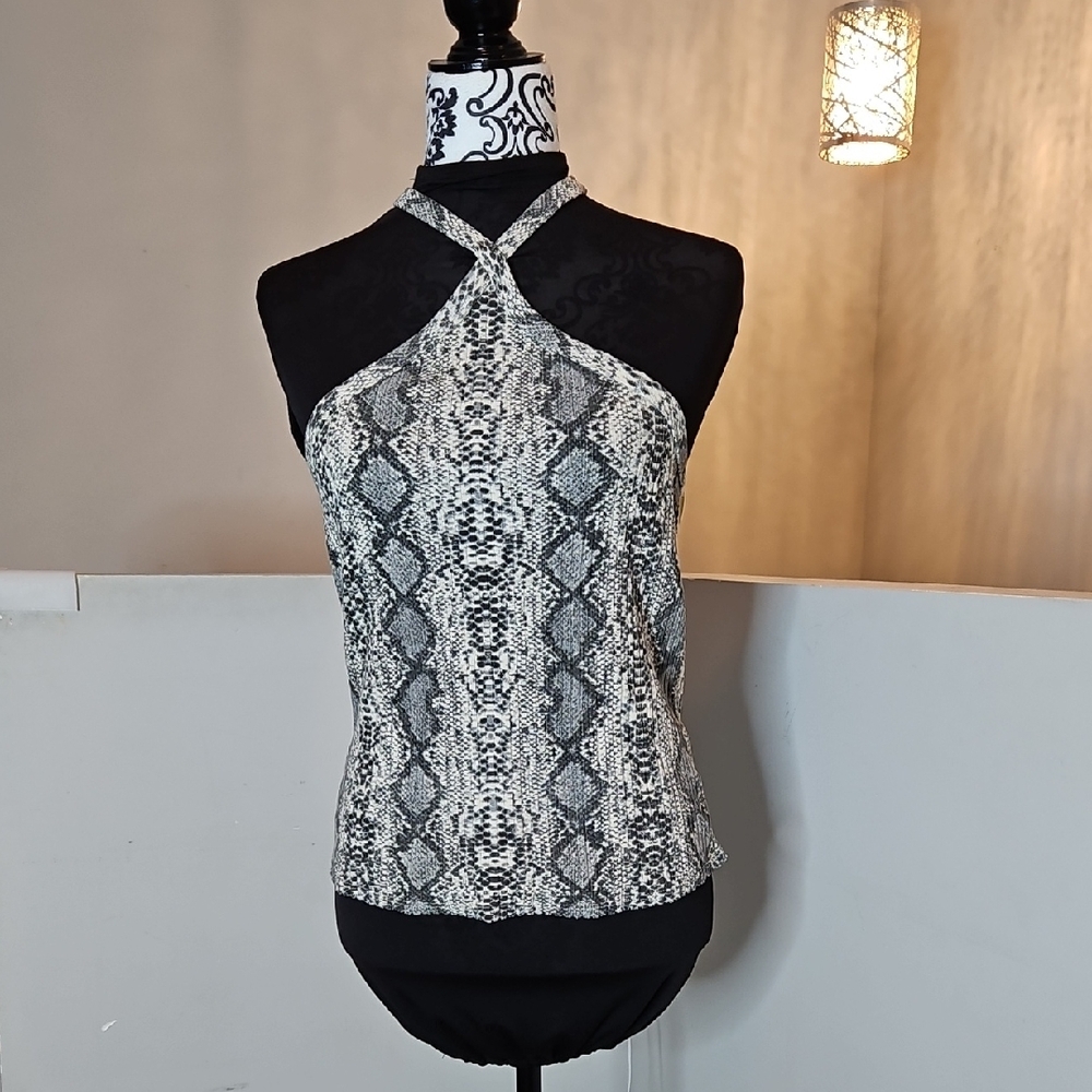 Anthropologie Women's Black and White Halter Top